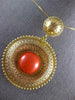 ANTIQUE EXTRA LARGE AAA CORAL 18K YELLOW GOLD HANDCRAFTED PENDANT NECKLACE 27439