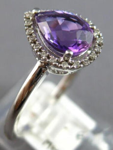 1.07CT DIAMOND & AAA AMETHYST 14KT WHITE GOLD PEAR SHAPE & ROUND FRIENDSHIP RING