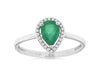 .76CT DIAMOND & AAA EMERALD 14KT WHITE GOLD ROUND & PEAR SHAPE HALO PROMISE RING