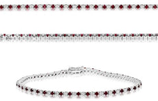 2.25CT DIAMOND & AAA RUBY 14KT WHITE GOLD ROUND CLASSIC ETERNITY TENNIS BRACELET