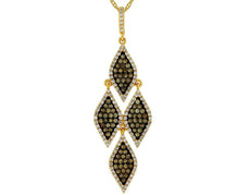 1.08CT WHITE & CHOCOLATE FANCY DIAMOND 14KT YELLOW GOLD CHANDELIER LEAF PENDANT