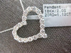 LARGE 1.12CT DIAMOND 18KT WHITE GOLD 3D CLASSIC OPEN HEART LOVE FLOATING PENDANT