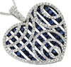2.53CT DIAMOND & AAA SAPPHIRE 14K WHITE GOLD OPEN FILIGREE LOVE FLOATING PENDANT