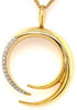 ESTATE .21CT DIAMOND 18KT YELLOW GOLD 3D DOUBLE MOON FUN LOVE FLOATING PENDANT