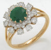 ESTATE 1.33CT DIAMOND & AAA EMERALD 14KT YELLOW GOLD 3D ROUND FLOWER FUN RING