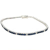 ESTATE 3.10CT DIAMOND & AAA SAPPHIRE 18KT WHITE GOLD 3D CLASSIC TENNIS BRACELET