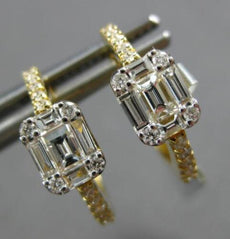 .50CT DIAMOND 18KT YELLOW GOLD 3D ROUND & BAGUETTE HUGGIE HOOP HANGING EARRINGS