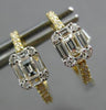 .50CT DIAMOND 18KT YELLOW GOLD 3D ROUND & BAGUETTE HUGGIE HOOP HANGING EARRINGS