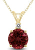 ESTATE .82CT DIAMOND & AAA GARNET 14KT YELLOW GOLD 3D SOLITAIRE FLOATING PENDANT