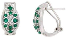 .78CT DIAMOND & AAA EMERALD 14KT WHITE GOLD MARQUISE SHAPE CRISS CROSS EARRINGS
