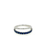 ESTATE .88CT DIAMOND & AAA SAPPHIRE 18KT WHITE GOLD 3D CLASSIC 2 ROW FUN RING