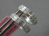 .65CT DIAMOND 14KT WHITE GOLD 3D ROUND & BAGUETTE 2 ROW HUGGIE HANGING EARRINGS