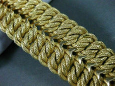 ANTIQUE WIDE & LONG 18K YELLOW GOLD GRADUATING HANDCRAFTED WOVEN BRACELET #22216