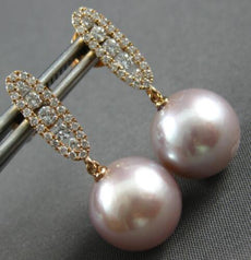.45CT DIAMOND & AAA PINK SOUTH SEA PEARL 18KT ROSE GOLD 3D HALO HANGING EARRINGS