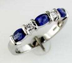 1CT DIAMOND & AAA SAPPHIRE 14K WHITE GOLD OVAL & ROUND CHANNEL ANNIVERSARY RING