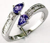 .68CT DIAMOND & AAA TANZANITE 14KT WHITE GOLD PEAR SHAPE ROUND & BAGUETTE RING