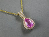 .86CT DIAMOND & AAA PINK SAPPHIRE 14KT YELLOW GOLD 3D PEAR SHAPE & ROUND PENDANT