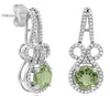 LARGE 1.99CT DIAMOND & AAA GREEN AMETHYST 14KT WHITE GOLD ROUND HANGING EARRINGS
