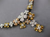 ESTATE LARGE 1.97CT DIAMOND 14KT TRI COLOR GOLD MULTI FLOWER LARIAT FUN NECKLACE