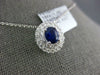 ESTATE 1.15CT DIAMOND & AAA SAPPHIRE 18K WHITE GOLD 3D OVAL DOUBLE HALO PENDANT