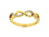 ESTATE .11CT DIAMOND 14KT YELLOW GOLD 3D TWO ROW INFINITY CRISS CROSS LOVE RING