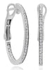 .24CT DIAMOND 14KT WHITE GOLD 3D ROUND INSIDE OUT HOOP CLIP ON HANGING EARRINGS