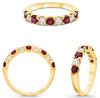 1.13CT DIAMOND & AAA RUBY 14KT YELLOW GOLD 3D CLASSIC ROUND 9 STONE WEDDING RING
