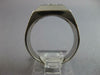 WIDE .20CT DIAMOND 14K WHITE GOLD SOLITAIRE ROUND SQUARE MATTE & SHINY MENS RING