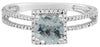 1.05CT DIAMOND & AAA GREEN AMETHYST 14KT WHITE GOLD CUSHION & ROUND SQUARE RING