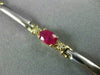 ESTATE 2.30CT DIAMOND & AAA RUBY 14KT 2 TONE GOLD 3D THREE STONE TENNIS BRACELET
