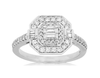 .52CT DIAMOND 14KT WHITE GOLD 3D ROUND & BAGUETTE DOUBLE HALO OCTAGON LOVE RING