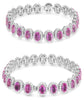 LARGE 29.21CT DIAMOND & AAA PINK SAPPHIRE 18K WHITE GOLD 3D CUFF BANGLE BRACELET