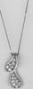 ESTATE .81CT DIAMOND 18K WHITE GOLD 3D CLASSIC DOUBLE LEAF LOVE FLOATING PENDANT