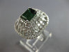 LARGE 3.06CT DIAMOND & AAA GREEN GARNET 14KT WHITE GOLD EMERALD CUT & ROUND RING