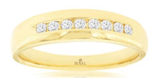 .25CT DIAMOND 14KT YELLOW GOLD 3D CLASSIC ROUND 8 STONE CHANNEL ANNIVERSARY RING