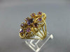 ANTIQUE LARGE 1.60CT AAA AMETHYST 14KT YELLOW GOLD OVAL & ROUND FLOWER FUN RING