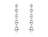 1.12CT DIAMOND 14KT WHITE GOLD ROUND & BAGUETTE MULTI TEAR DROP HANGING EARRINGS