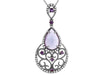 2.48CT DIAMOND & AAA AMETHYST 14K WHITE GOLD PEAR SHAPE & ROUND FLOATING PENDANT