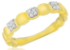 ESTATE .12CT DIAMOND 14KT YELLOW GOLD 3D CLASSIC ROUND SQUARE CLUSTER FUN RING