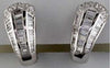 1.02CT DIAMOND 14K WHITE GOLD ROUND & BAGUETTE UMBRELLA CLIP ON HANGING EARRINGS