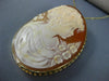 ANTIQUE EXTRA LARGE 14KT YELLOW GOLD HANDCRAFTED FILIGREE LADY CAMEO PIN PENDANT