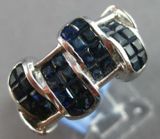 4.16CT DIAMOND & AAA SAPPHIRE 18K WHITE GOLD ROUND & PRINCESS INVISIBLE FUN RING