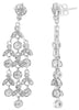LARGE 4.61CT DIAMOND 14KT WHITE GOLD 3D ROUND FLORAL MULTI LEAF HANGING EARRINGS