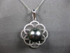 LARGE .73CT DIAMOND & AAA TAHITIAN PEARL 18KT WHITE GOLD FLOWER FLOATING PENDANT
