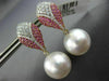 LARGE 1.46CT DIAMOND & PINK SAPPHIRE SOUTH SEA PEARL 14K WHITE GOLD 3D EARRINGS