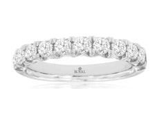 1CT DIAMOND 14K WHITE GOLD CLASSIC ROUND SEMI ETERNITY WEDDING ANNIVERSARY RING