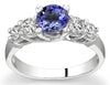 1.42CT DIAMOND & AAA TANZANITE 14KT WHITE GOLD 3D LUCIDA 5 STONE ENGAGEMENT RING