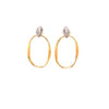ESTATE .14CT DIAMOND 18K YELLOW GOLD OPEN OVAL DOUBLE SWIRL FUN HANGING EARRINGS