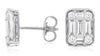 ESTATE .32CT DIAMOND 14KT WHITE GOLD 3D ROUND & BAGUETTE SQUARE STUD EARRINGS