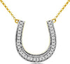 ESTATE .18CT DIAMOND 14KT YELLOW GOLD 3D LUCKY HORSESHOE FILIGREE FUN NECKLACE